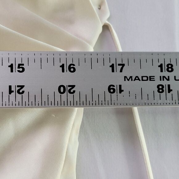 NWT MESHKI Ivana Ivory Sand Satin Halter Slinky Backless Mini Dress Tieback M - Picture 11 of 12